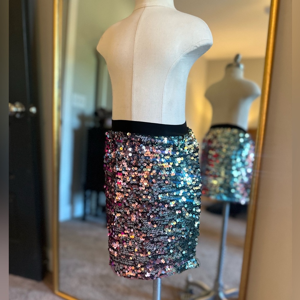 Lola + the Boys Multi colored sequin mini skirt